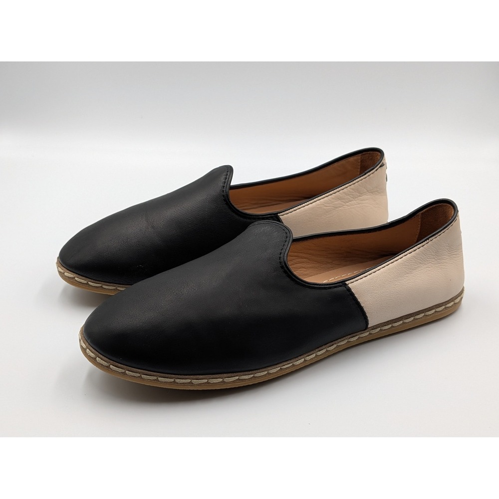 Charix Two Tone Leather Flat Loafer Black Cream Istanbul Womens Shoe 42/5EU-12US